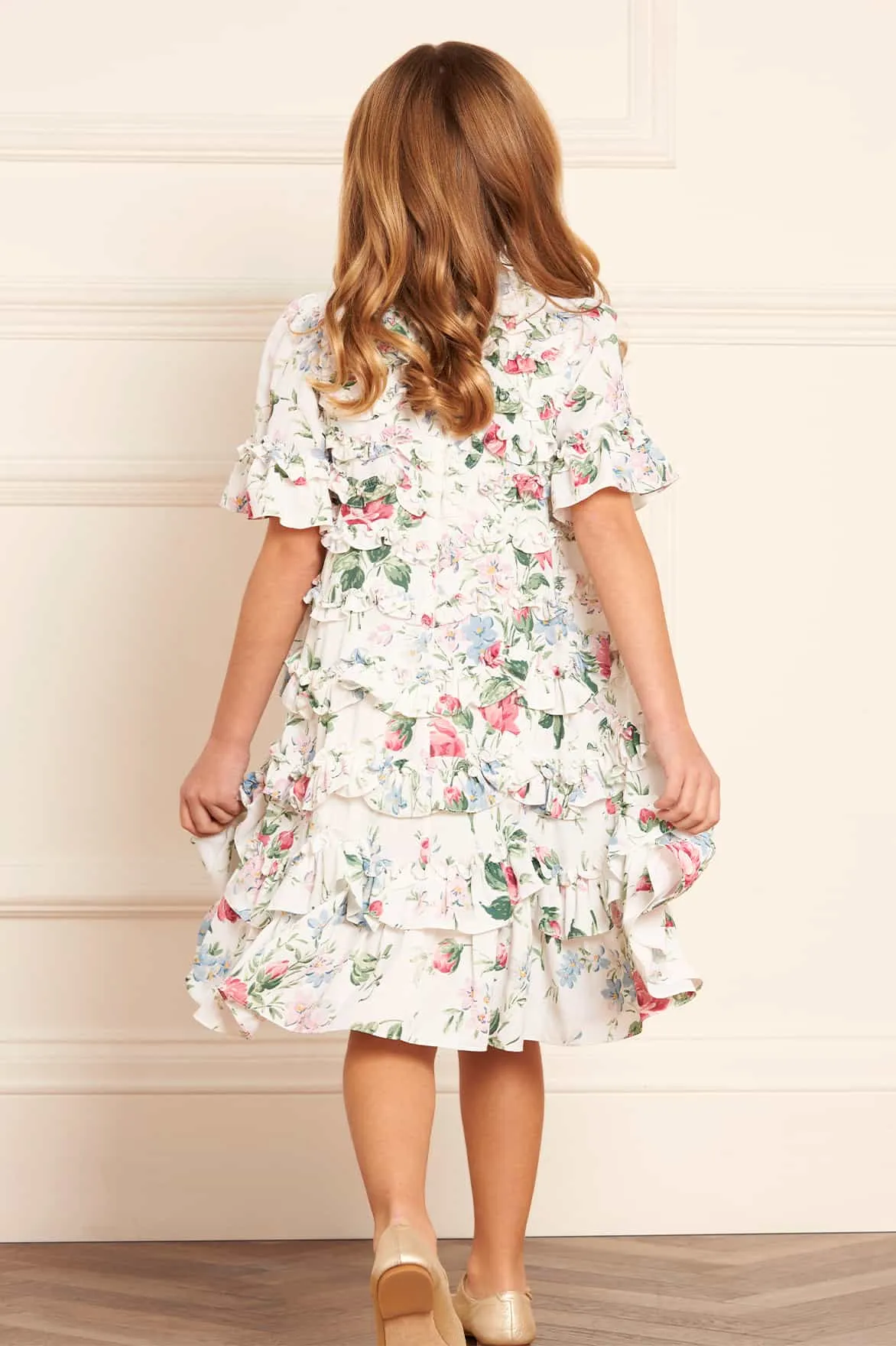 Floral Fantasy Crepe Short Sleeve Kids Dress