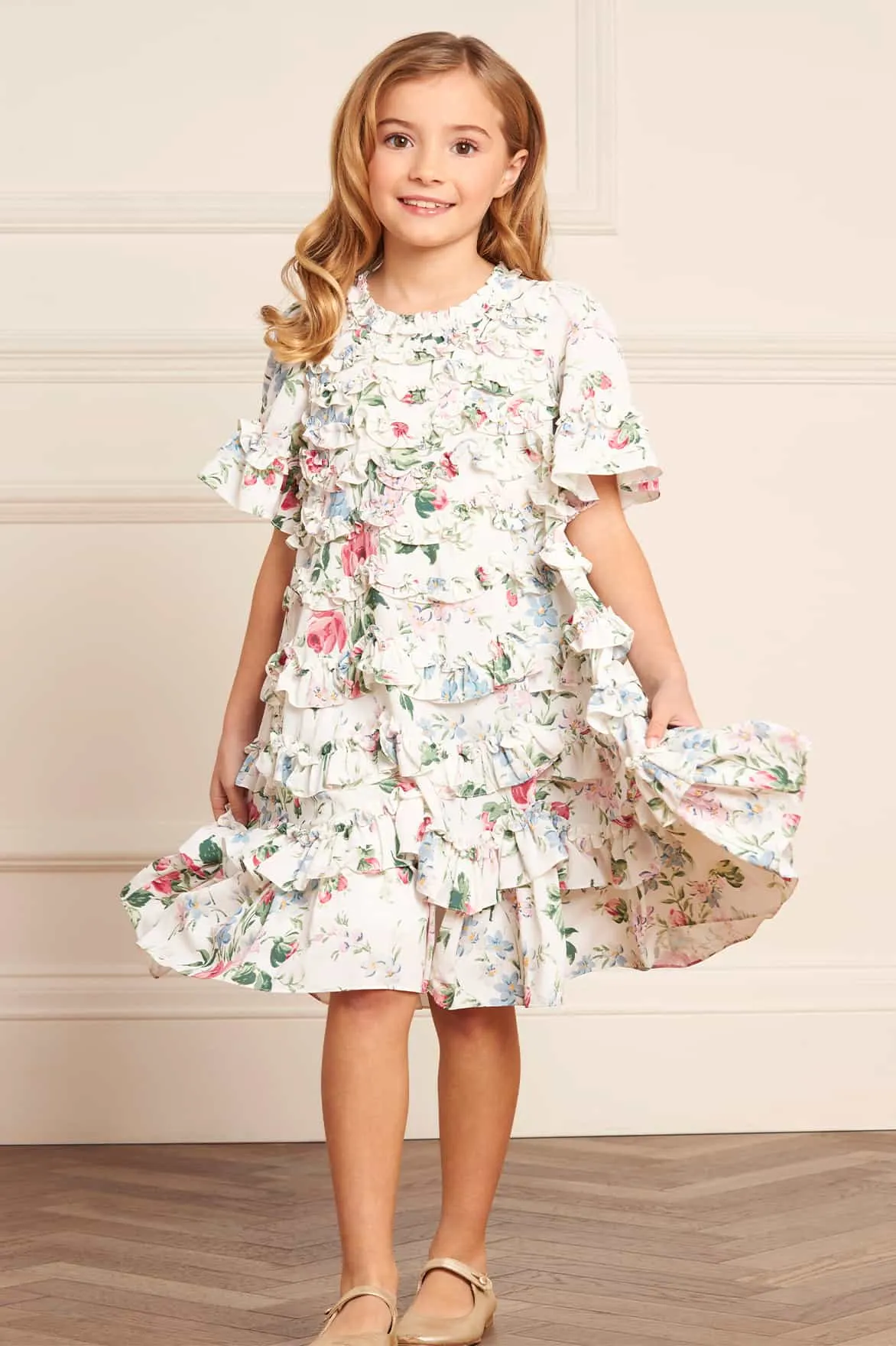 Floral Fantasy Crepe Short Sleeve Kids Dress