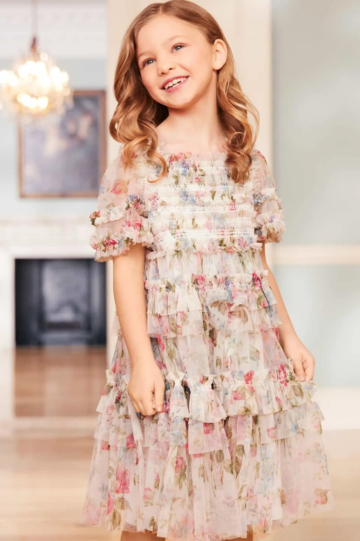 Floral Fantasy Smocked Kids Dress