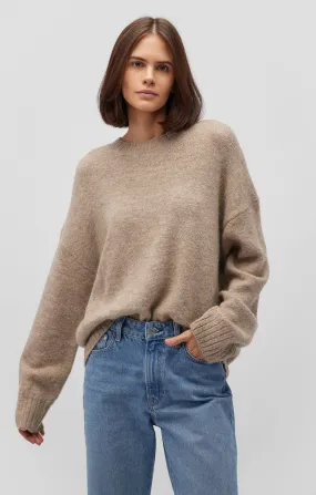 FUZZY SWEATER IN COBBLESTONE MELANGE