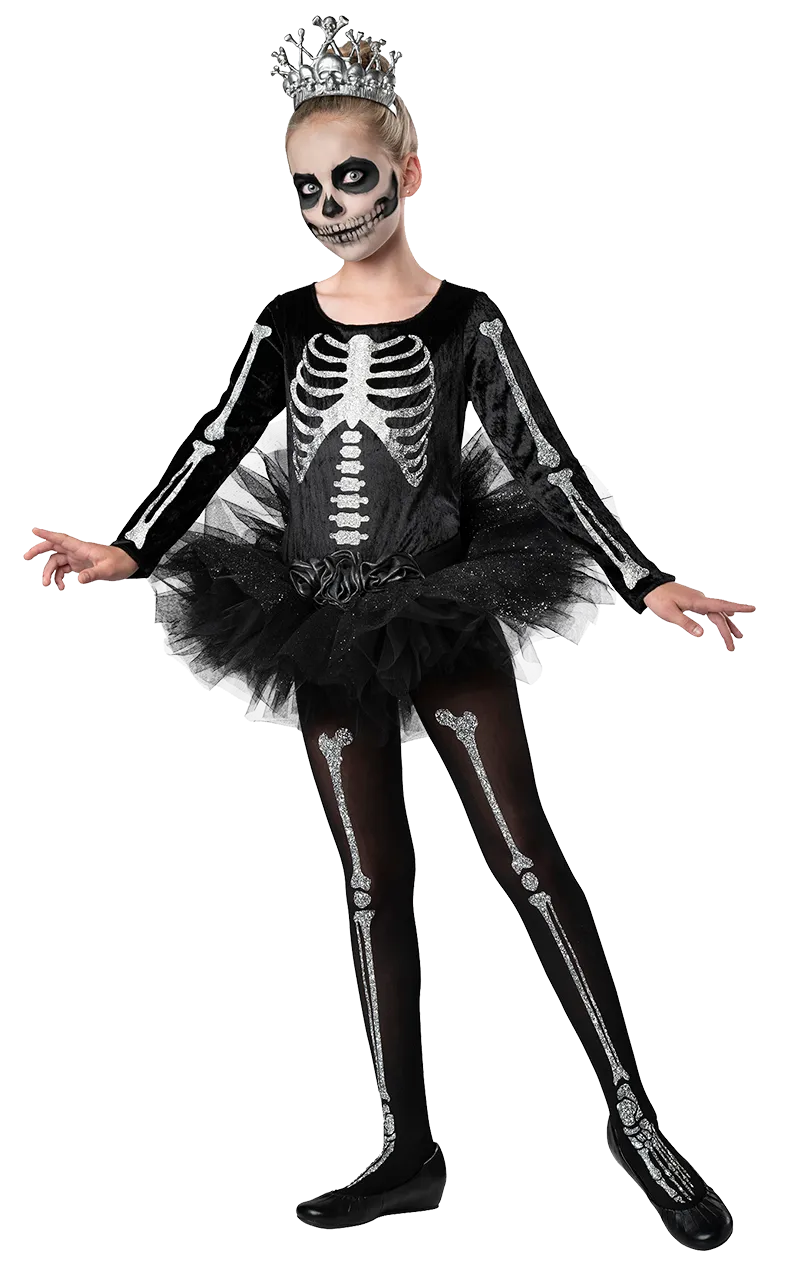 Girls Skeleton Ballerina Halloween Costume