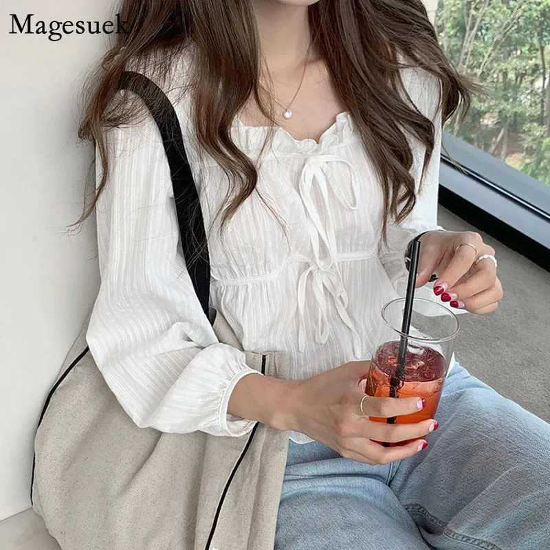 Graduation Gifts   Embroidery Vintage Harajuku Shirt Tops White Blouses Women Casual Long Sleeve Linen Cotton Plus Size Womens Blouse Femme 11700