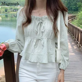 Graduation Gifts   Embroidery Vintage Harajuku Shirt Tops White Blouses Women Casual Long Sleeve Linen Cotton Plus Size Womens Blouse Femme 11700