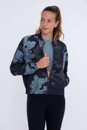 Graffiti Bomber Jacket Dark Blue Print