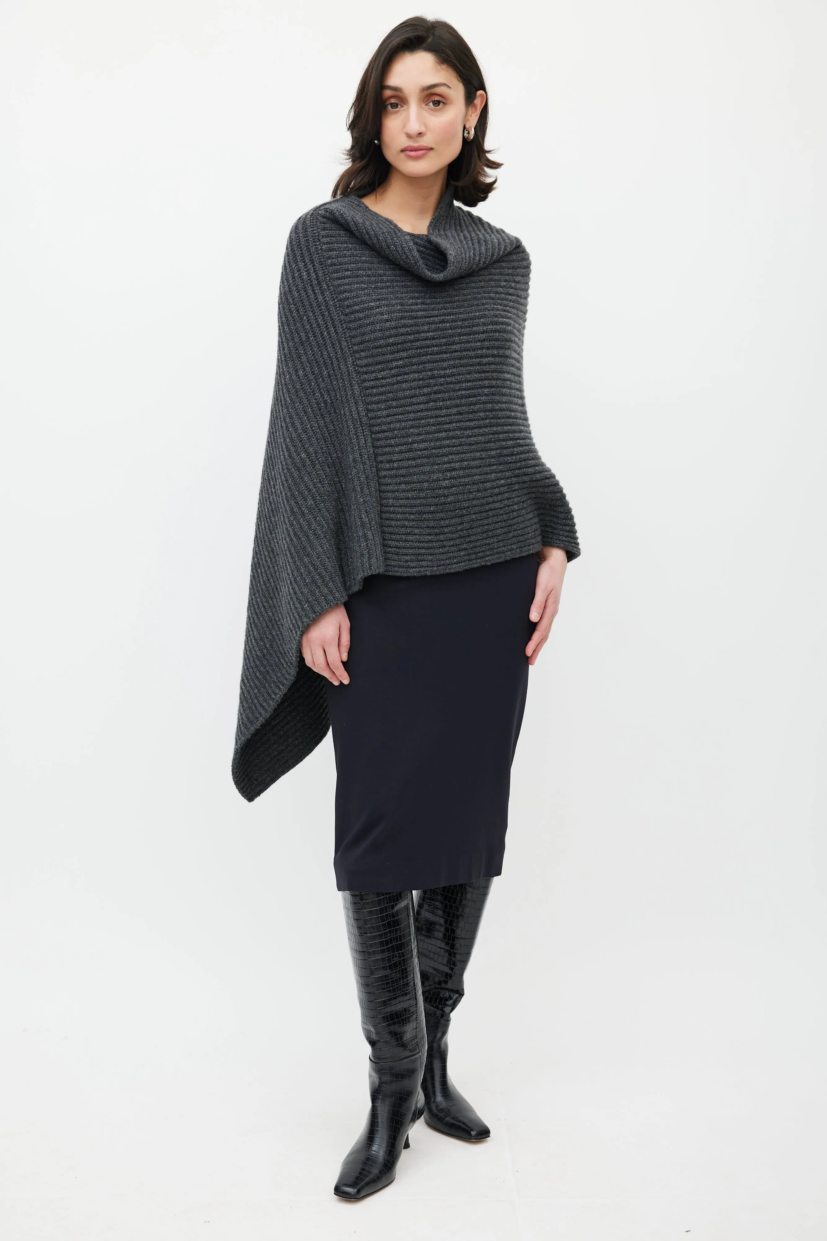 Grey Anta Cashmere Asymmetrical Cape