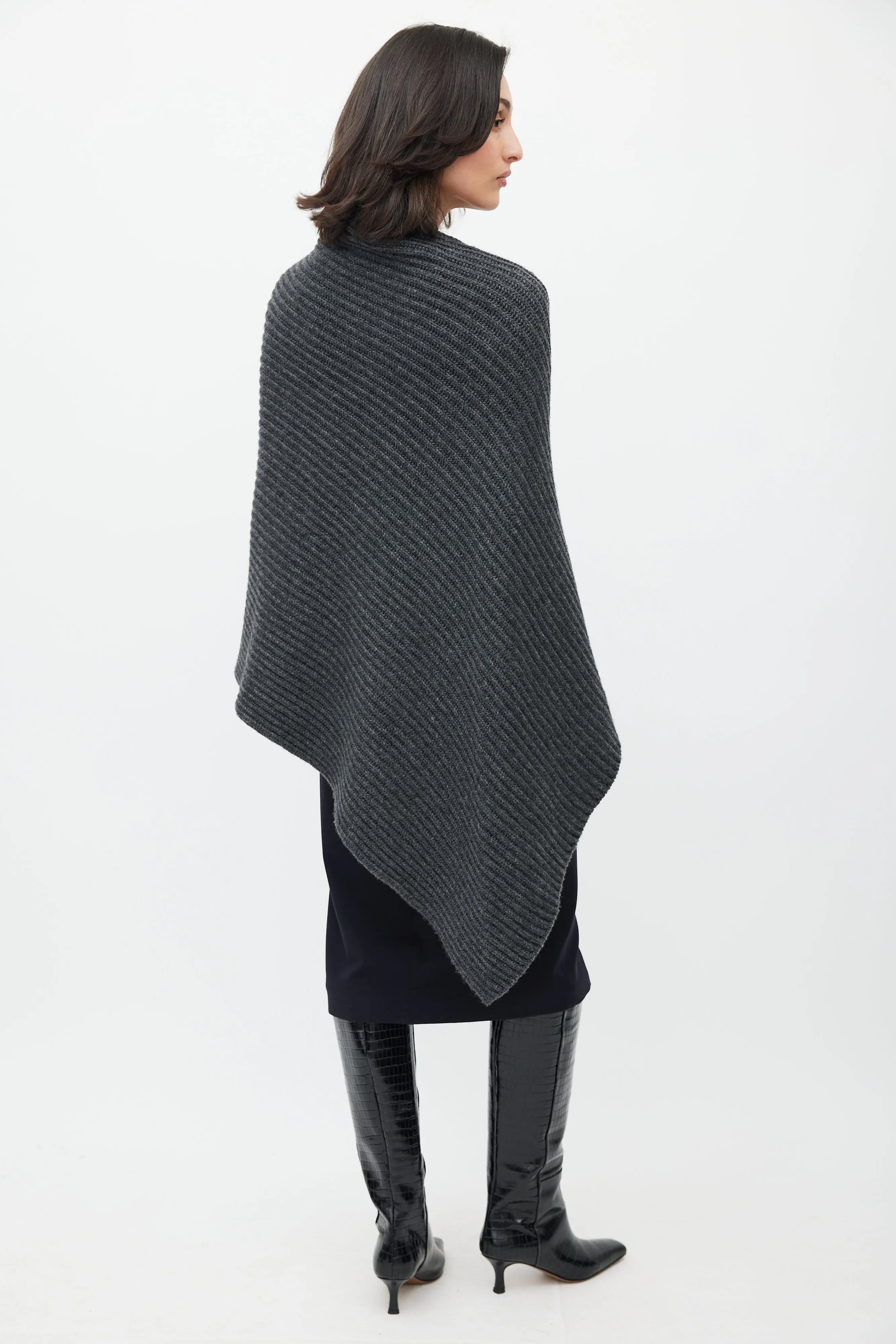 Grey Anta Cashmere Asymmetrical Cape