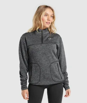 Gymshark Thermal Fleece 1/4 Zip Pullover - Black/Pitch Grey