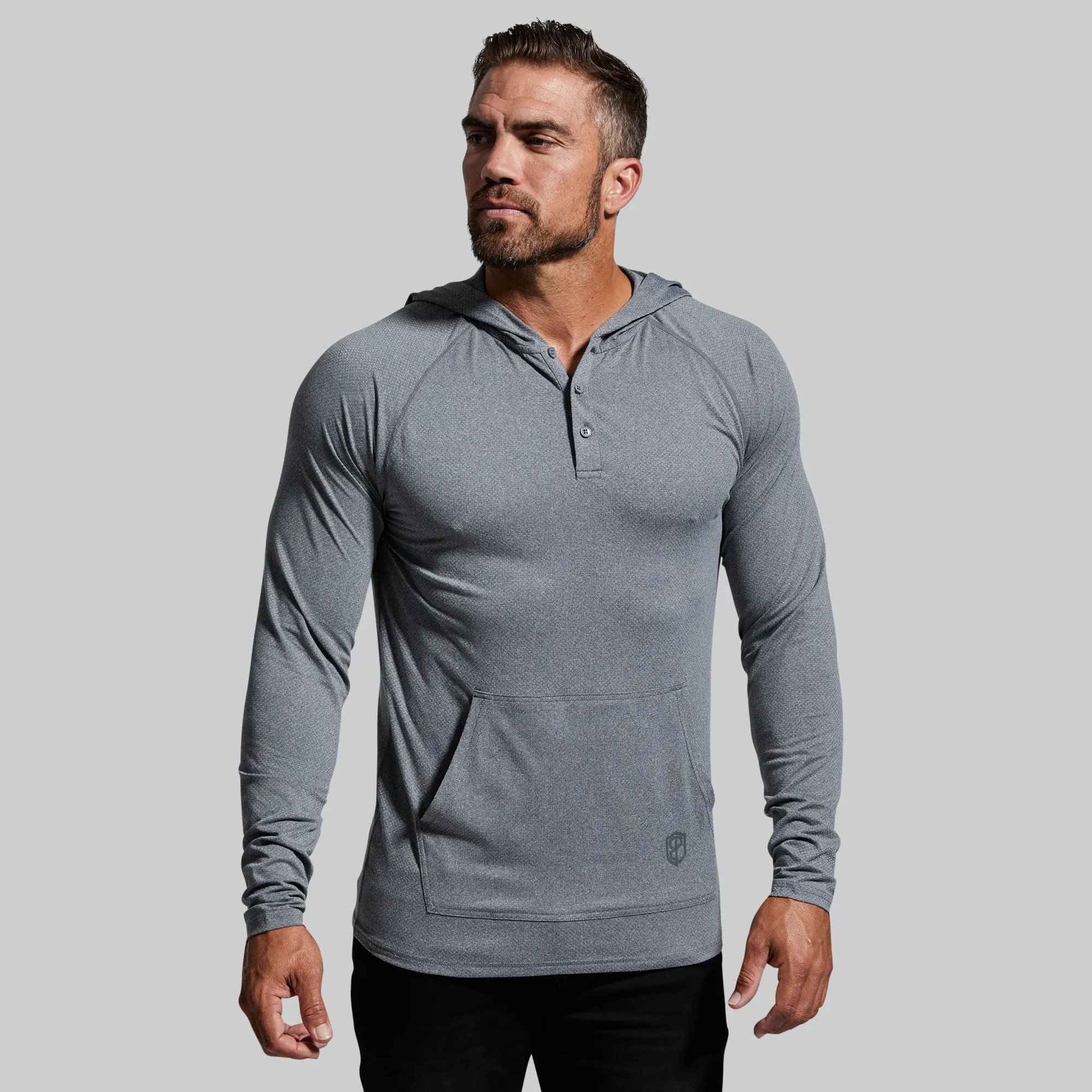 Heritage Henley Hoodie (Heather Grey)