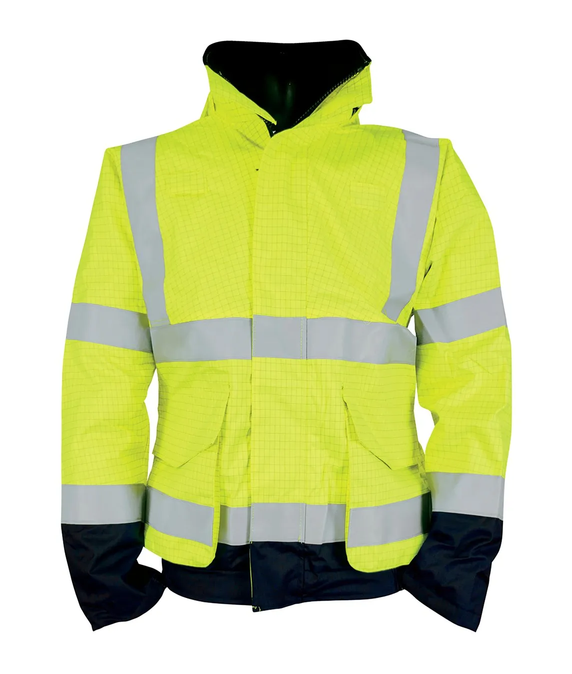 Hi Vis Yellow Flame Retardant Two Tone Bomber Jacket - SPATTER