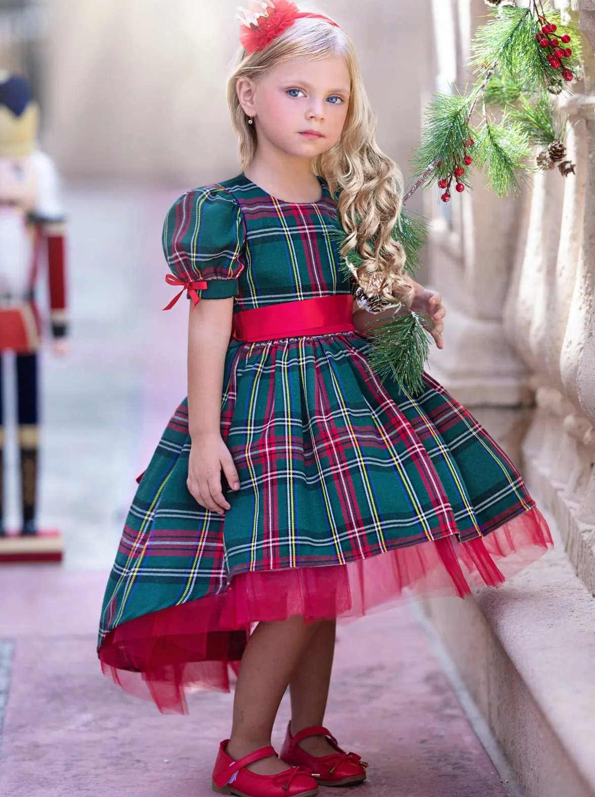 Holly Jolly Hi-Lo Plaid Holiday Dress