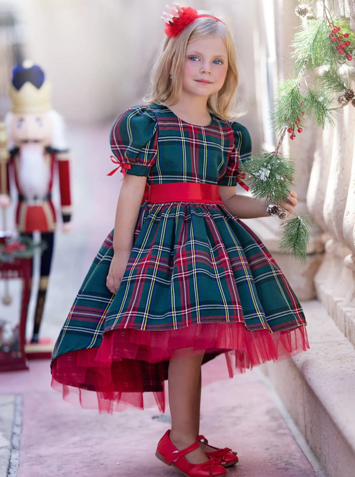 Holly Jolly Hi-Lo Plaid Holiday Dress