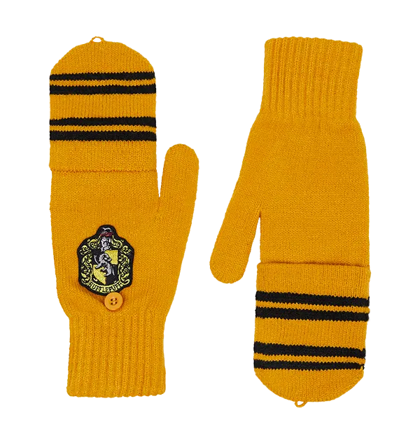 Hufflepuff Knitted Mitten Capped Gloves