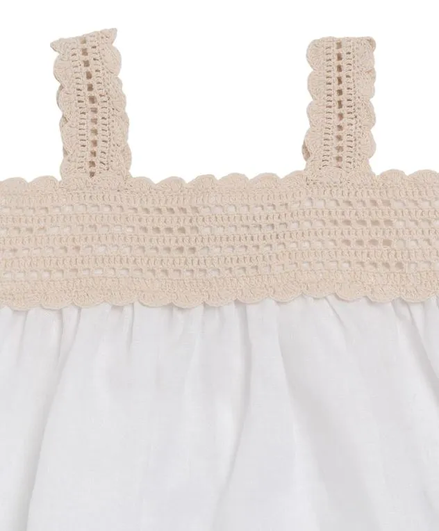 ILG Sand/White Crochet Detail Tank