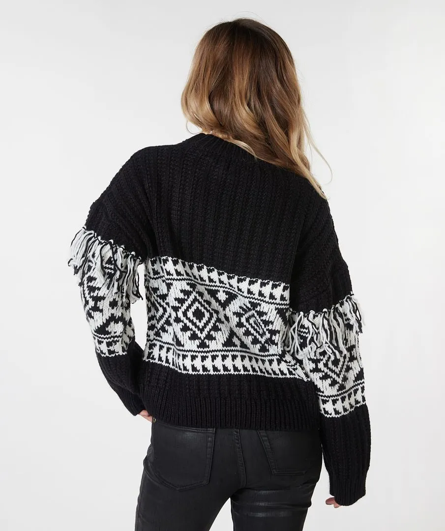 Jacquard Fringe Sweater