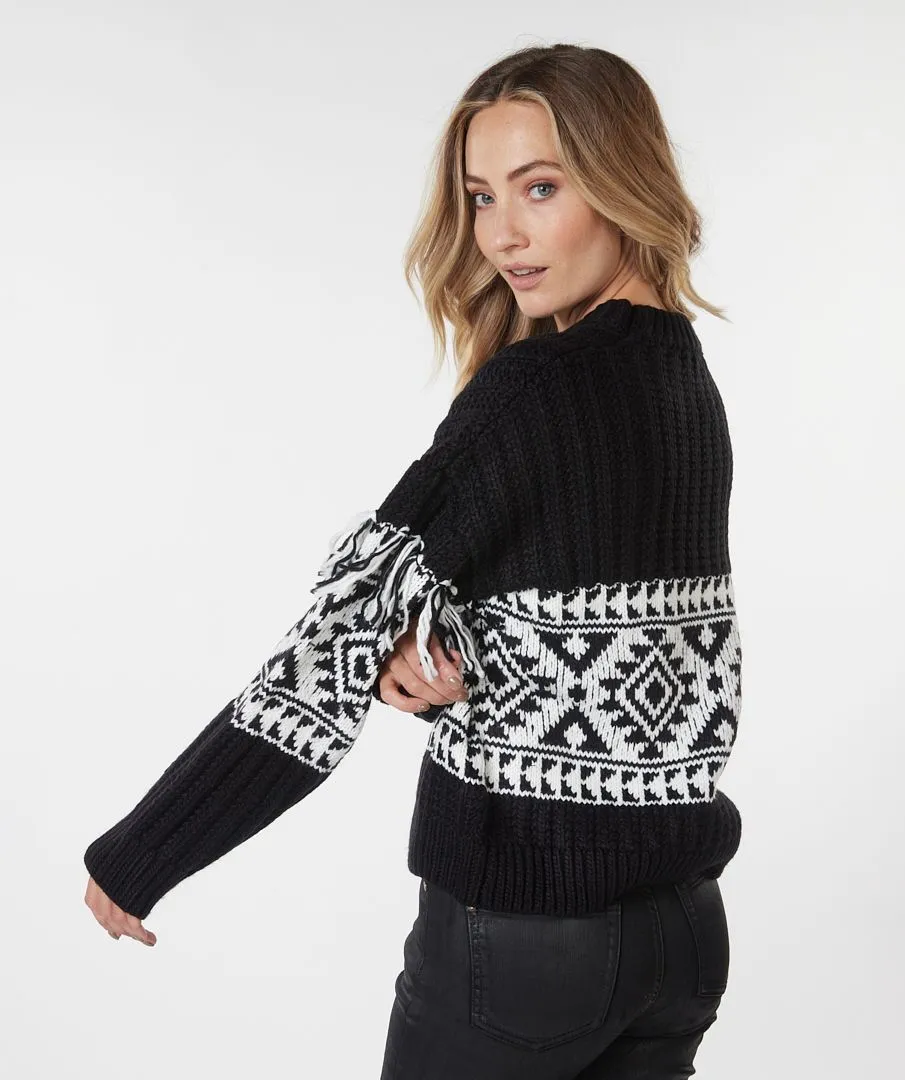 Jacquard Fringe Sweater