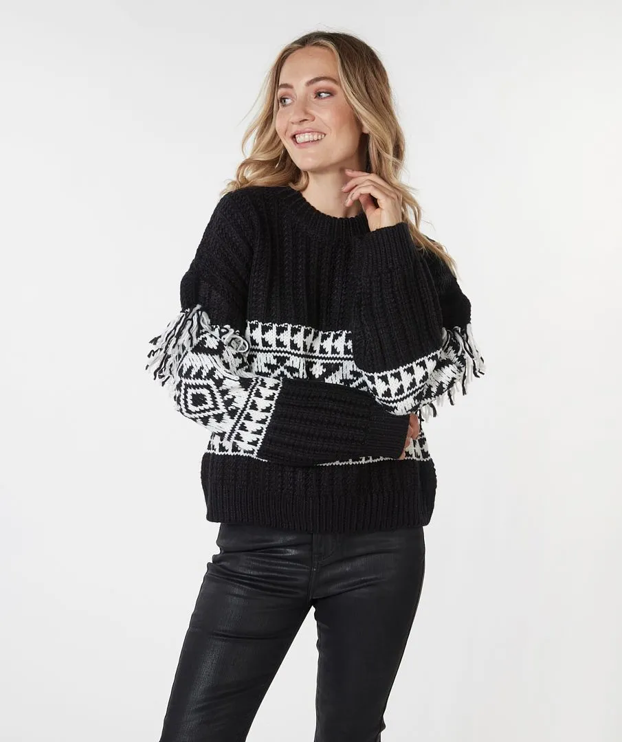 Jacquard Fringe Sweater