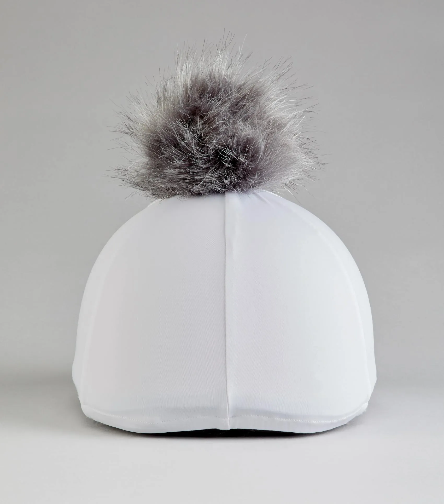 Jersey Hat Silk with Faux Fur Pom Pom White