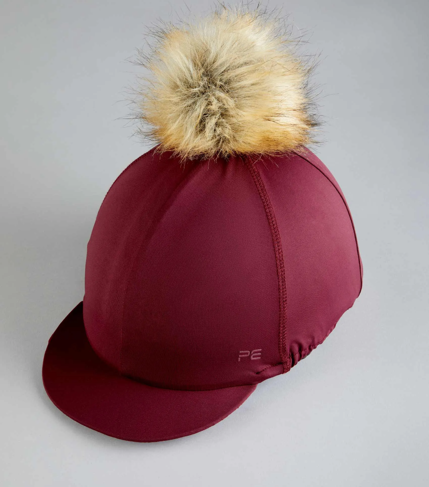 Jersey Hat Silk with Faux Fur Pom Pom Wine