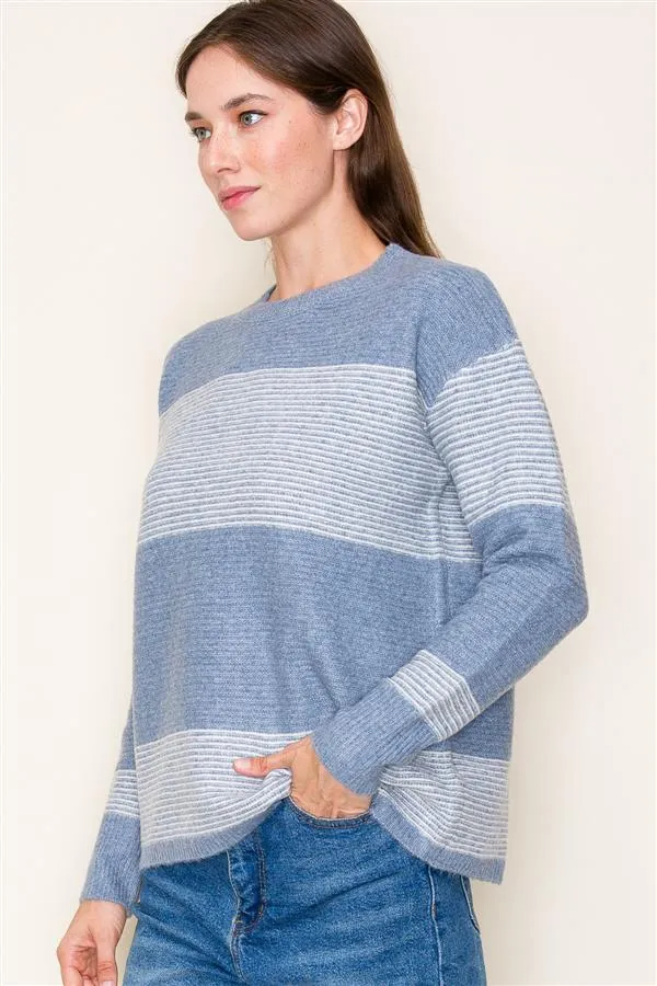 Keep It Current Ribbed Color Block Sweater