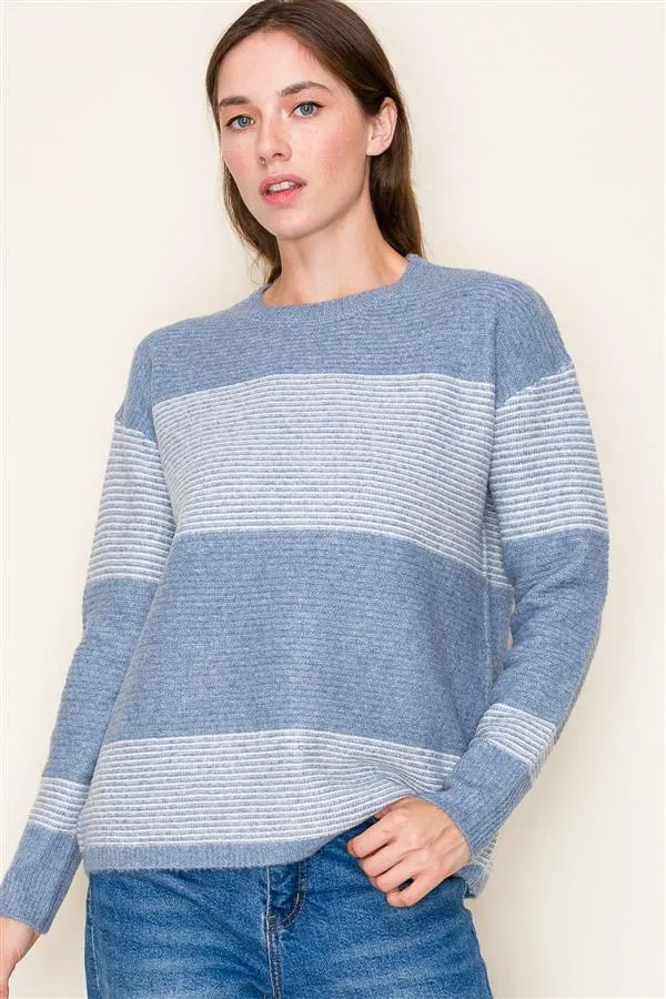 Keep It Current Ribbed Color Block Sweater