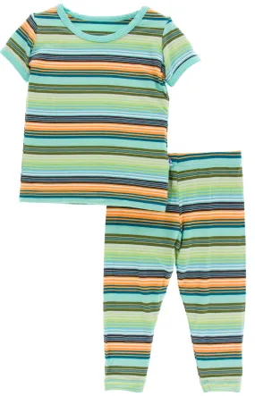 KicKee Pants Cancun Glass Stripe S/S Pajama Set with Pants