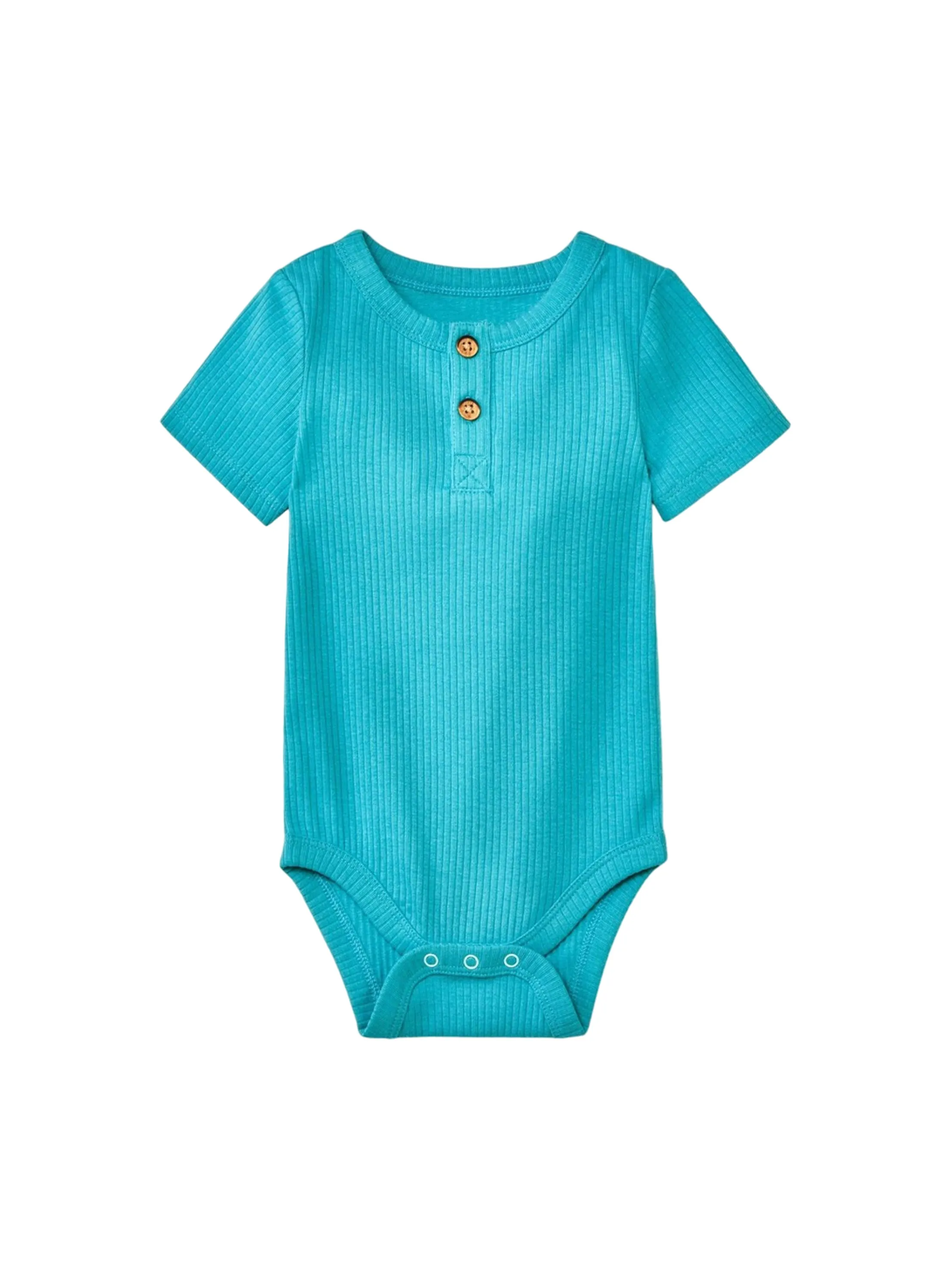 Kid's Boy Ribbed Bodysuit,Turquoise