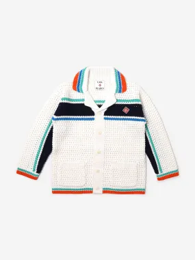 Kids Crochet Effect Tennis Shacket in White