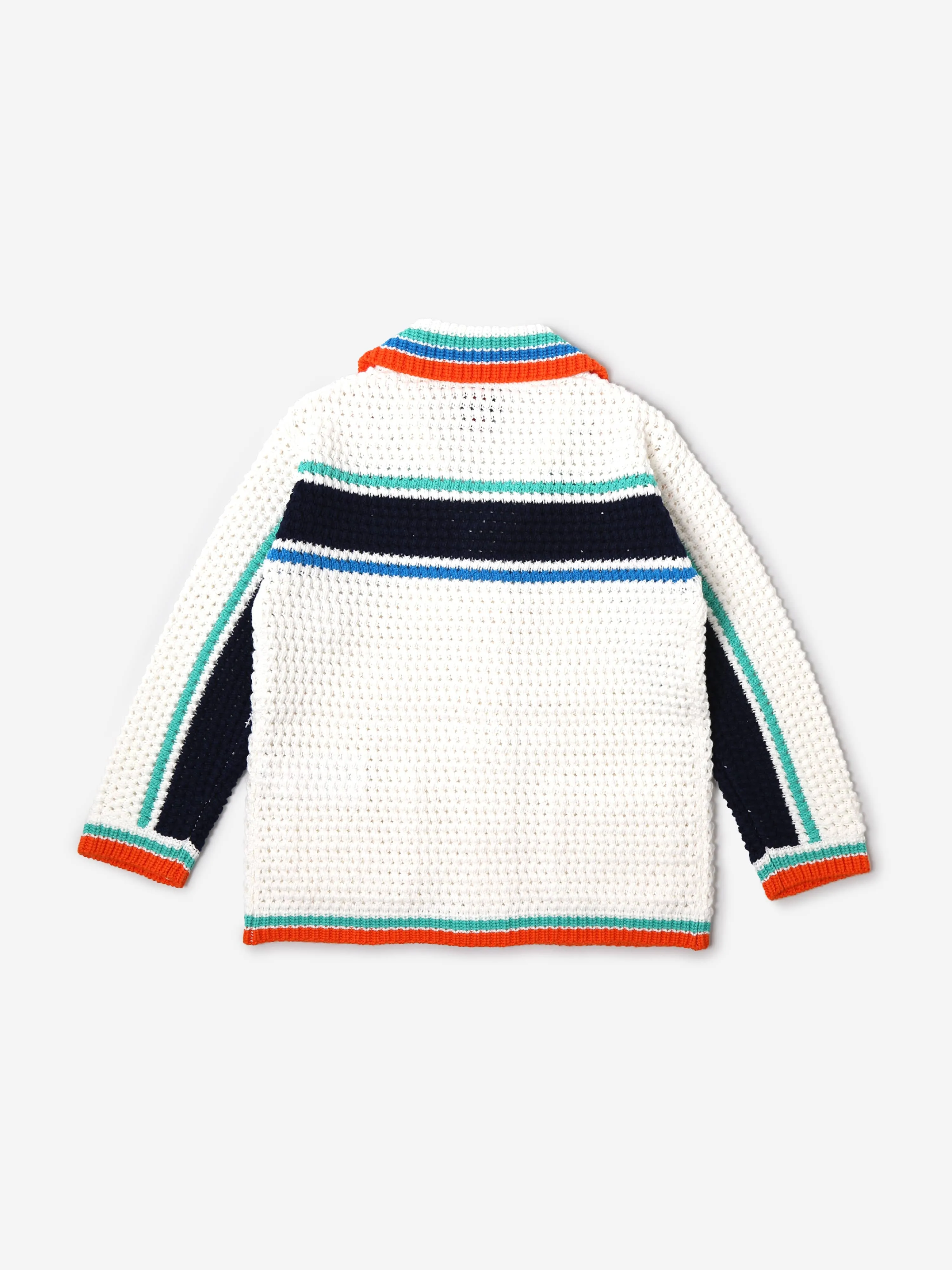 Kids Crochet Effect Tennis Shacket in White