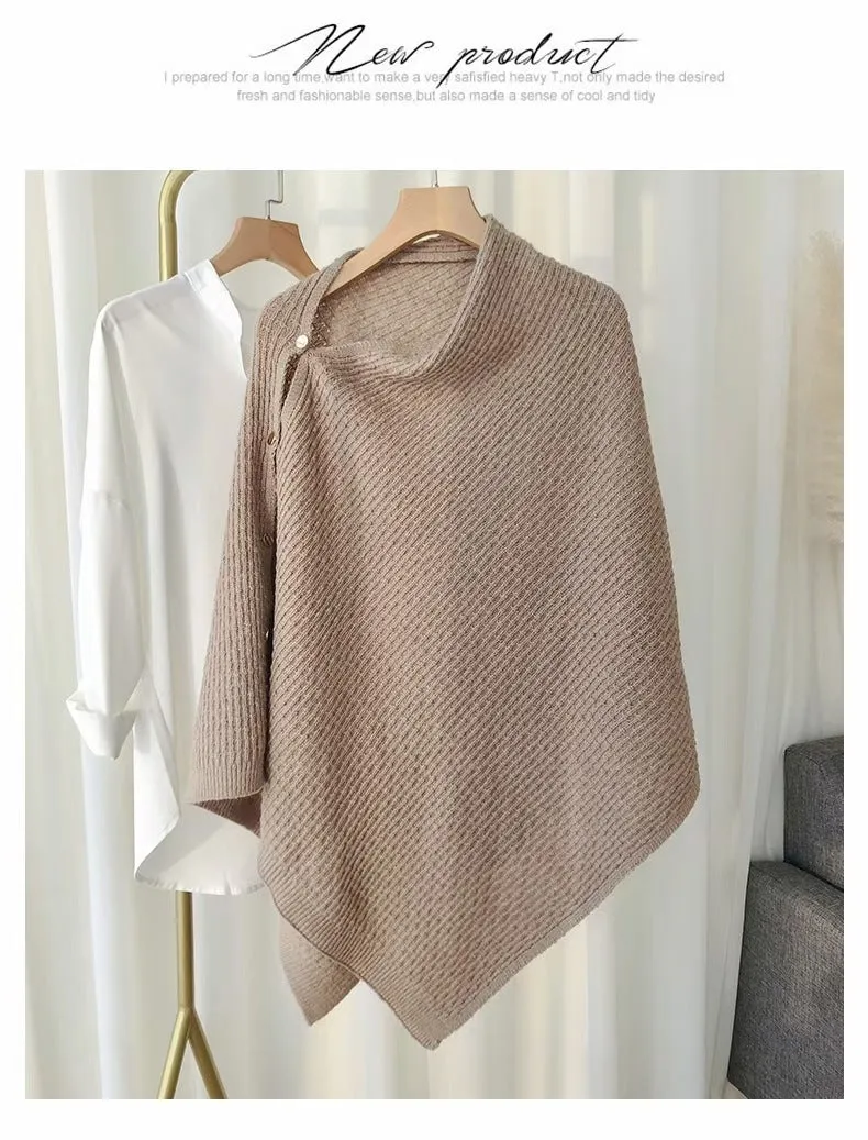 Knitted Cape Shawl Blouse