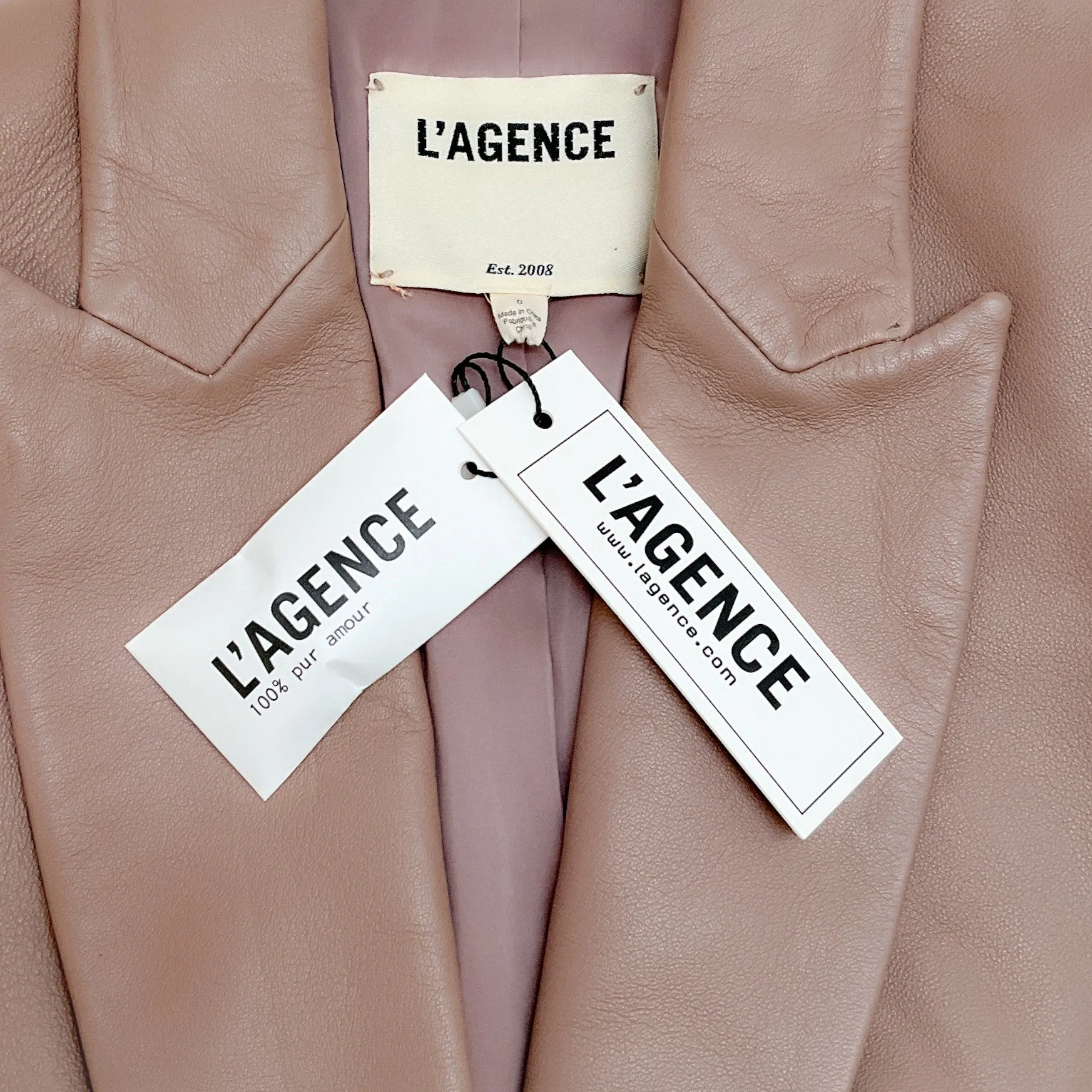 L'Agence Mocha Leather Chamberlain Blazer