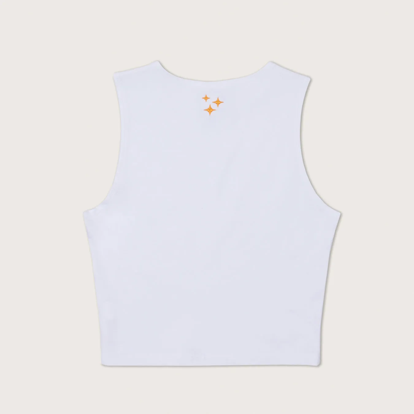 Lazo Fitted Crop Tank with Embroidery - White