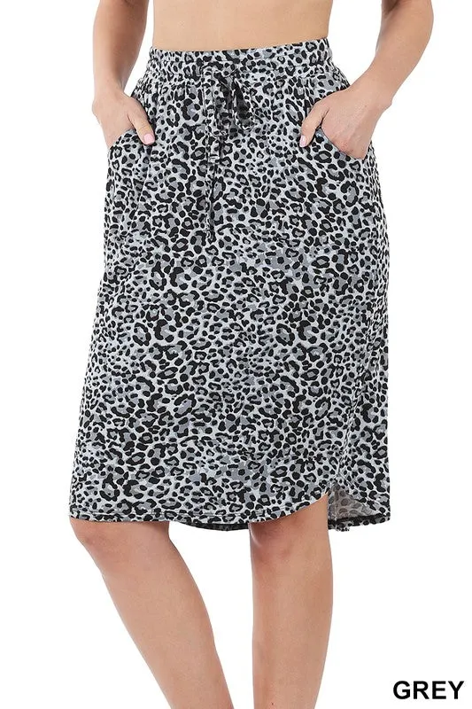 Leopard Elastic Waist Tie Skirt