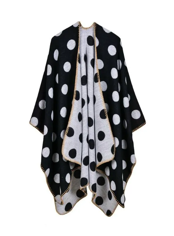 LONG THICK SPLIT LARGE POLKA DOT CAPE CLOAK