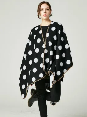 LONG THICK SPLIT LARGE POLKA DOT CAPE CLOAK