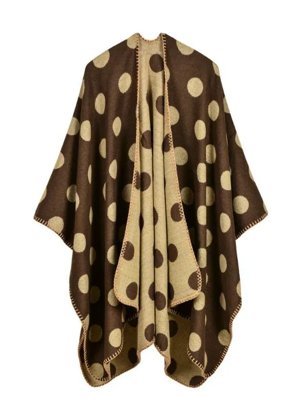 LONG THICK SPLIT LARGE POLKA DOT CAPE CLOAK