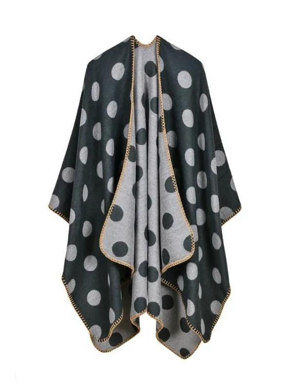 LONG THICK SPLIT LARGE POLKA DOT CAPE CLOAK