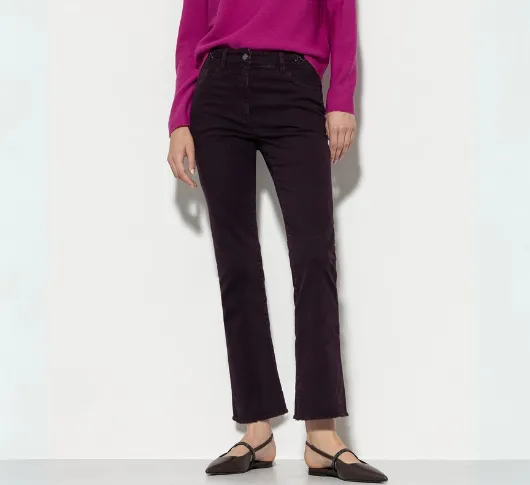 Luisa Cerano - Denim Raw Hem Flare Pant in Purple