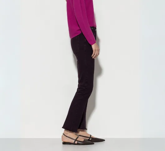 Luisa Cerano - Denim Raw Hem Flare Pant in Purple