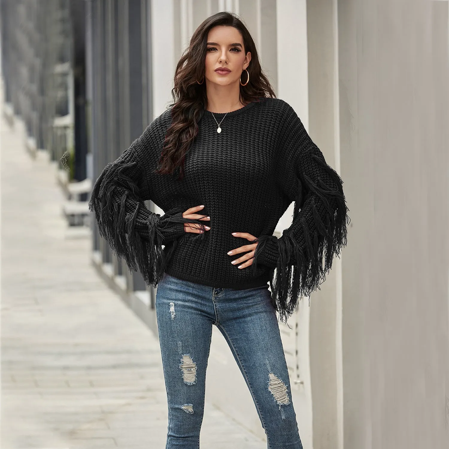 Luxy Moon Tassel Pullover Sweater For Women