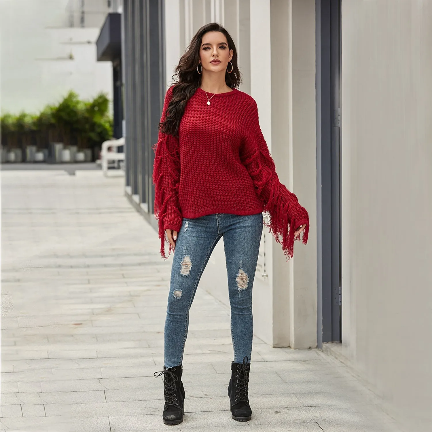 Luxy Moon Tassel Pullover Sweater For Women