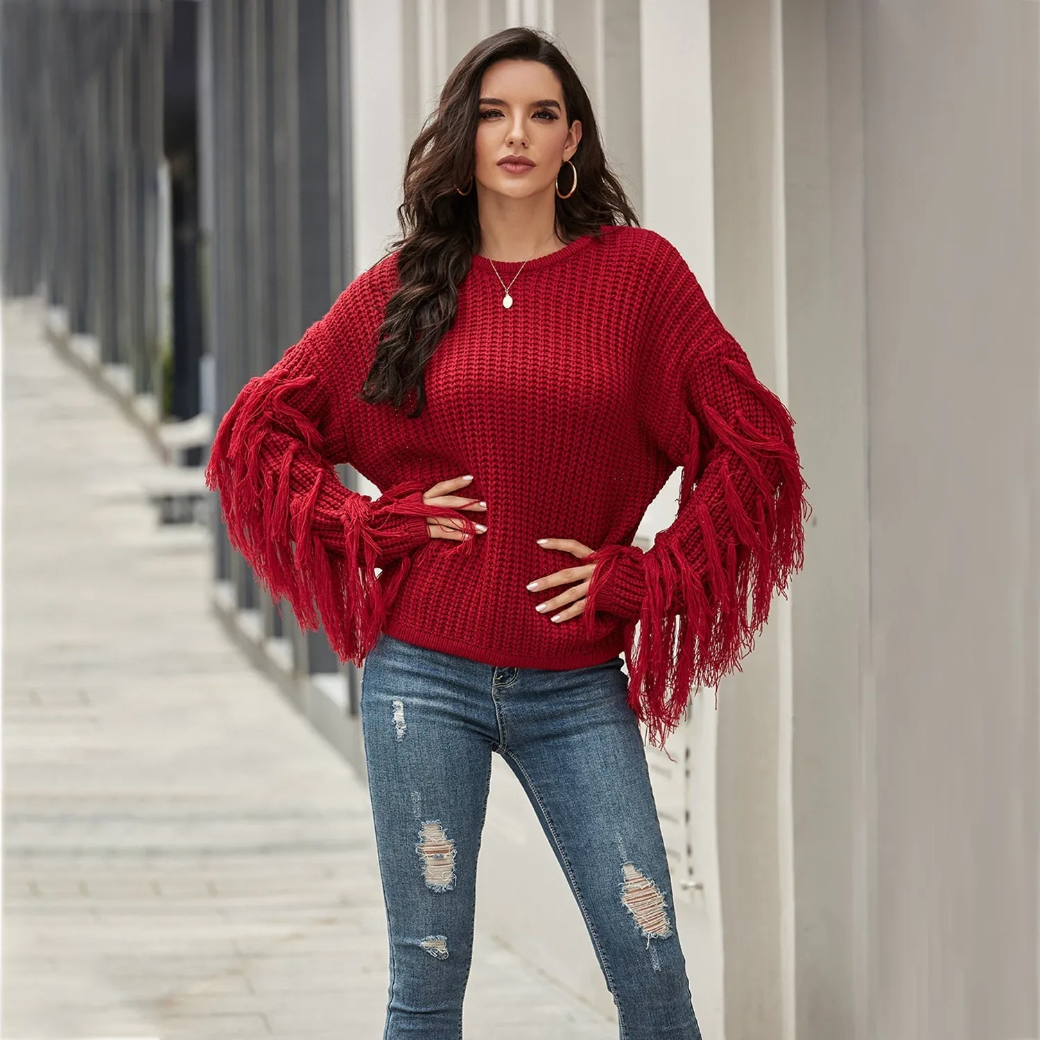 Luxy Moon Tassel Pullover Sweater For Women