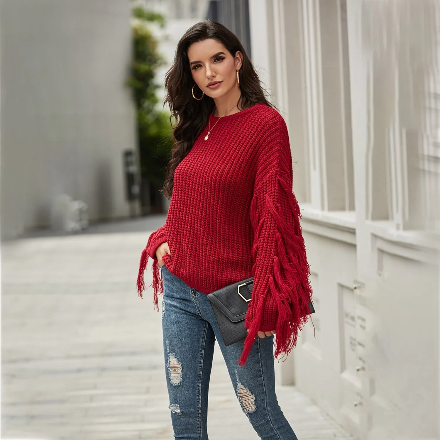 Luxy Moon Tassel Pullover Sweater For Women