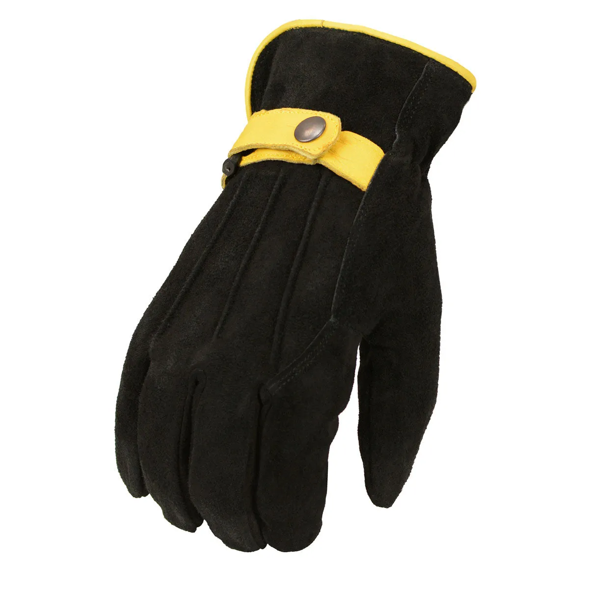 M Boss Apparel BOS37558 Men's Black and Tan Leather Deer Skin Gloves