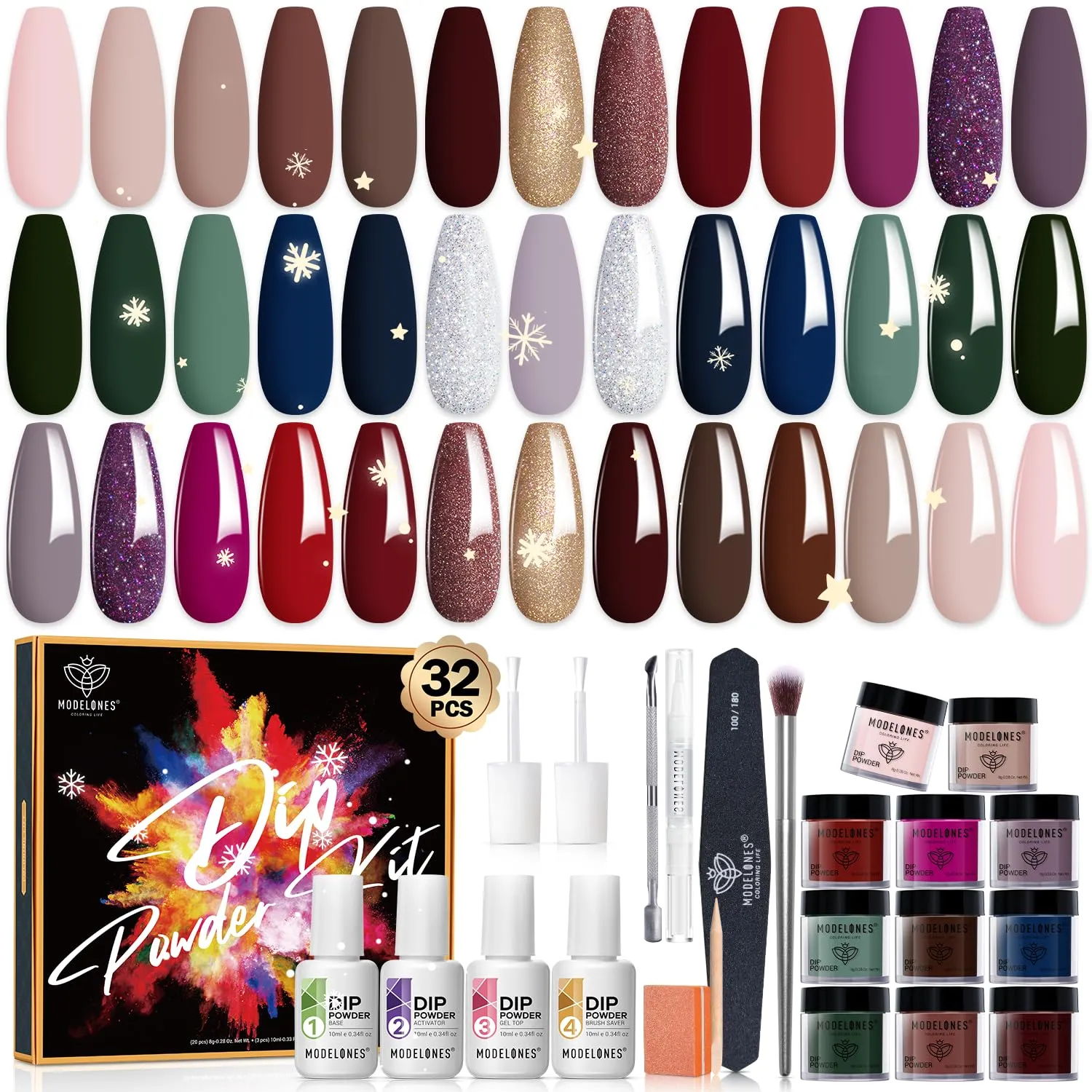 Making Waves - 32Pcs 20Colors Dipping Powder All-In-One Kit【US ONLY】