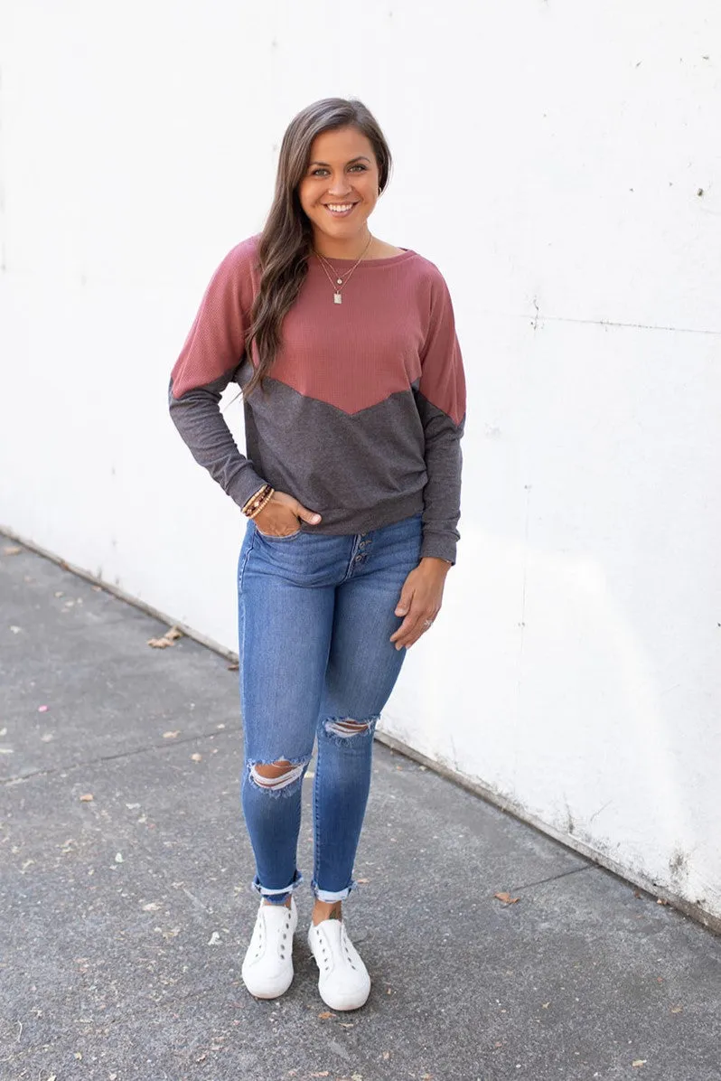 Mauve Charcoal Dolman Pullover (SM-XL)