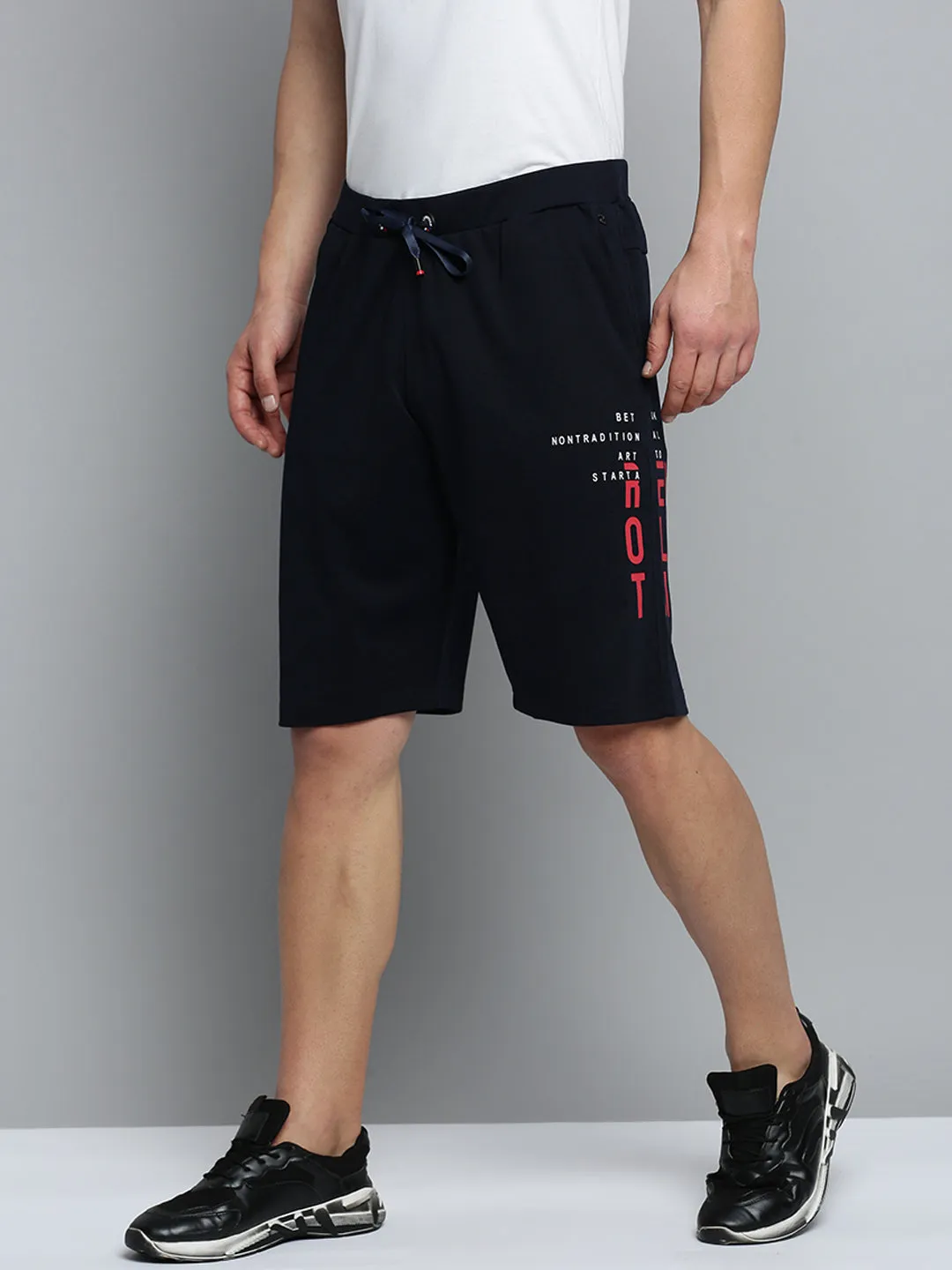 Men Navy Solid Sports Shorts