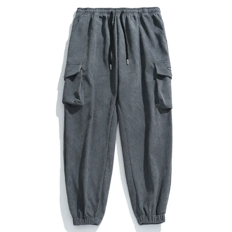 Mens Corduroy Pants Fall Winter Men Sweatpants Casual Loose plus Size Hip-Hop Pants