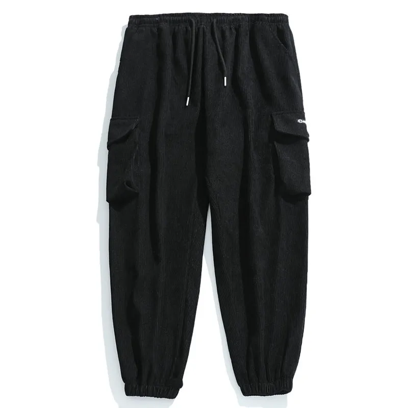 Mens Corduroy Pants Fall Winter Men Sweatpants Casual Loose plus Size Hip-Hop Pants