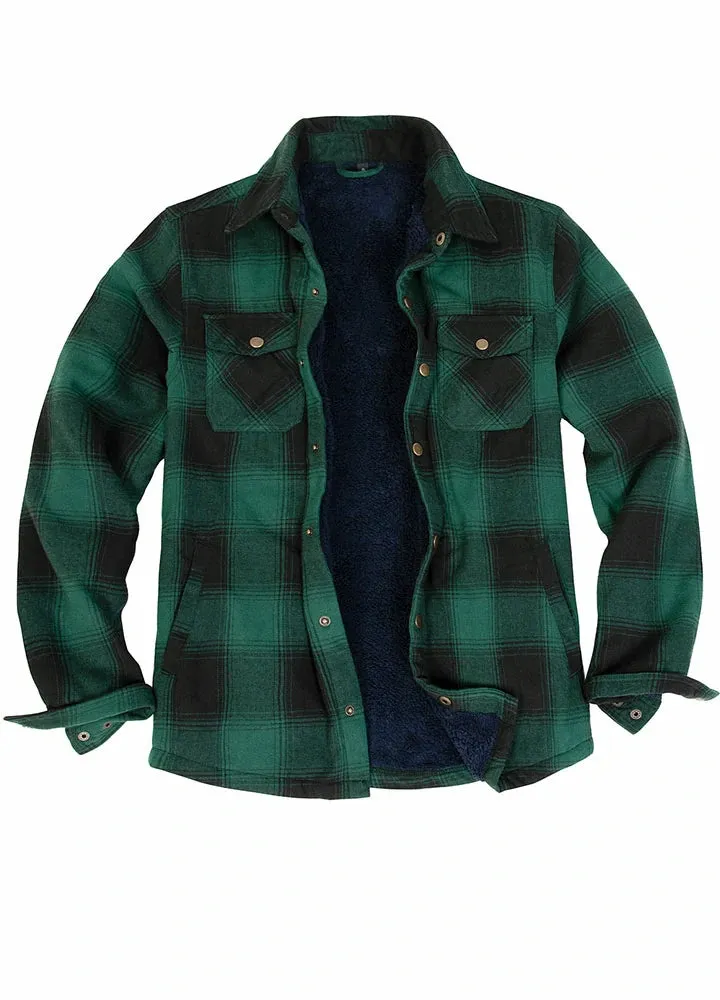 Men's Matching Family Snap Front Green Plaid Shacket