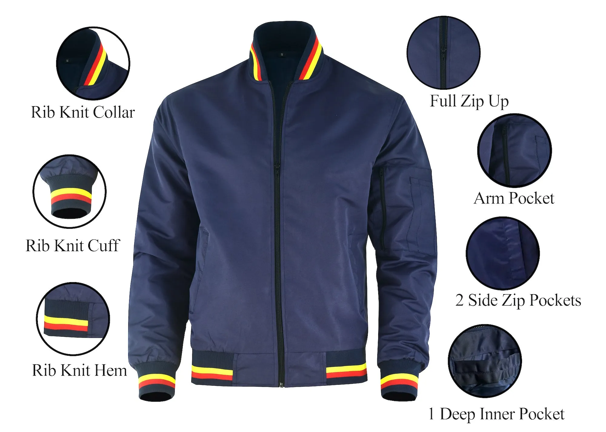 Mens Varsity Jacket Casual Mid Season Stylish Letterman Bomber Jacket Navy Blue